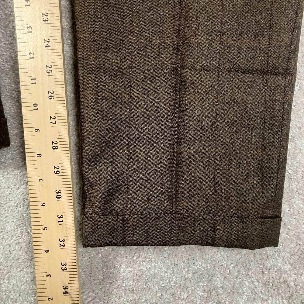 Vintage Brooks Brothers Dress Pants Mens 36x32 Brown Wool Pleated Windowpane USA - Picture 13 of 16
